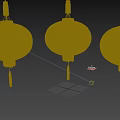 Three Traditional Red Lanterns With Golden Decorations And Tassels On Black Background