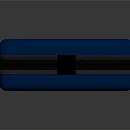 Blue Hard Shell Storage Case With Striped Design And Black Clasp