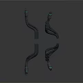 Black Curved Hoses Components With Multiple Flexible Tubes And Green Rings At Ends