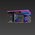 Lalaland Modern Exhibition Booth With Large Future Theme Screen Blue Elements And Lighting Effects 3d model