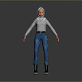Game Film Character 3D Model With White Hoodie Blue Pants White Patterns And Black Boots