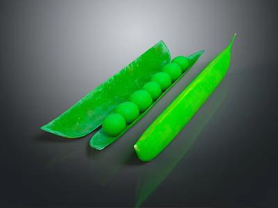 Green Pea Pods With Open And Closed Shells Containing Fresh Peas For Daily Use 3d model