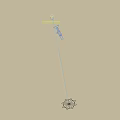 Black Street Lamp With Curved Arm And Yellow Illuminating Light Source