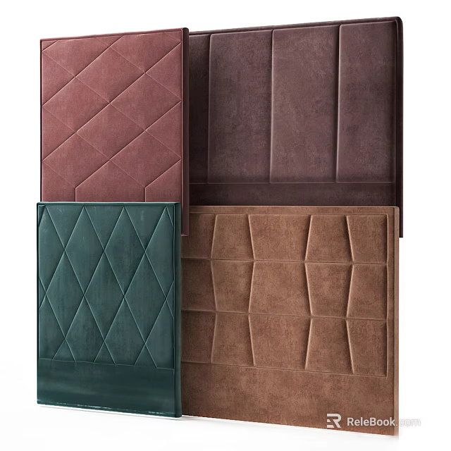 Various Colored Leather Upholstery Panels With Diamond And Square Textured Patterns 3d model 