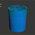 Shiny Blue Cylindrical Container With Smooth Surface And Top Notches Design