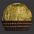 Delicious Chocolate In Golden Foil Wrapping With Label On Brown Wavy Paper Cup