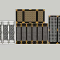 Modern Partition Designs With Grid Patterns Golden Borders And Textured Panels 3d model