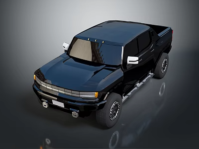 Black Pickup Truck With Modern Design Sleek Body Front Grille And Shiny Wheel Details 3d model