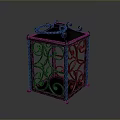 Decorative Wrought Iron Lantern With Intricate Curved Patterns And Top Handle