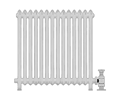 Traditional Cast Iron Radiator with Vertical Tubes for Home Heating System 3d model