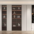Modern Bookcase Design With Multiple Shelves Books Decorative Items And Marble Stand