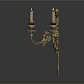 Golden Ornate Vintage Candelabra Lamp Featuring Decorative Carved Details And Elegant Lighting Design