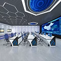 Modern Monitoring Control Room Featuring Multiple Computer Screens And Large China Map