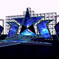 Stunning Stage Design With Dark Blue Background Geometric Stars Glowing Lines And Starry Sky Patterns