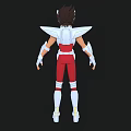 Game And Movie Character In White Red Gold Armor With Shoulder Decorations