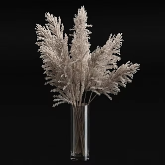 Modern Reed Dried Branches Dried Flowers Vase Ornaments 3d model