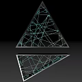 Abstract Triangular Structure With Interlaced Lines And Green Blue Light Effects On Black Background 3d model