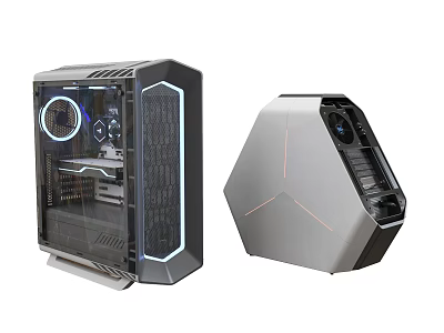 Modern Computer Towers Featuring Transparent Case RGB Lighting And Unique Shape Design 3d model