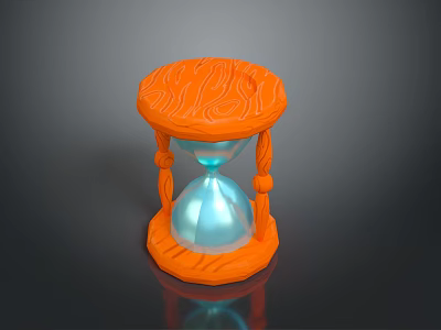 Orange Textured Hourglass Design With Transparent Sand Chamber And Decorative Base 3d model
