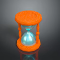 Orange Textured Hourglass Design With Transparent Sand Chamber And Decorative Base