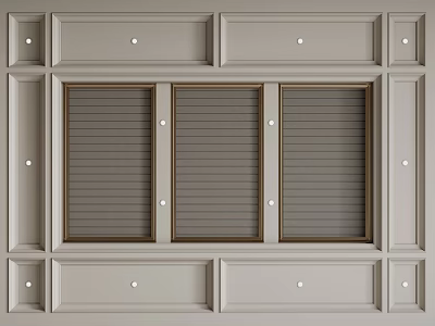 Modern Ceiling Design With Rectangular Panels Louvered Sections Decorative Borders And Studs 3d model