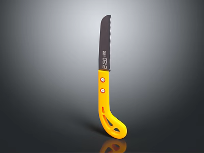 Ergonomic Agricultural Equipment Hand Saw With Yellow Handle And Sharp Black Blade 3d model