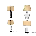Stylish Table Lamps With Different Designs Glass And Metal Bases Beige Lampshades 3d model