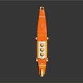 Orange And Yellow Mechanical Device With Detailed Circular Components And Connecting Parts Design
