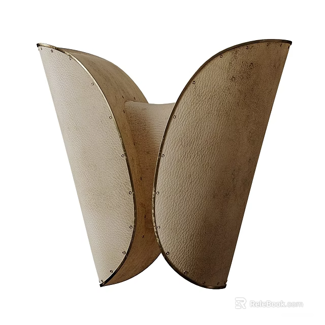 Modern Unique Shape Wall Lamp With Leather Cover And Metallic Frame For Interior 3d model 