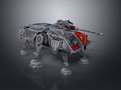 Futuristic Military Pilot Controlling Armored Mechanical Quadruped Combat Vehicle 3d model