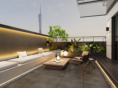 Villa Roof Garden Courtyard Leisure Balcony 3d model