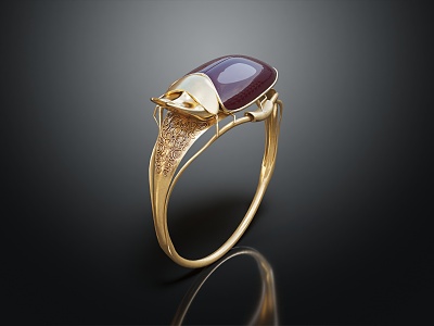 Light Luxury Ring Gold Ring Beetle Ring 3d model