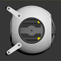 Futuristic Spherical Device With Metallic Stand Transparent Window And Yellow Accents