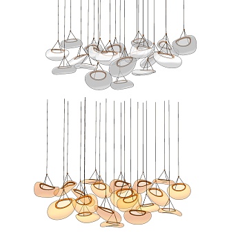 Modern chandelier glass chandelier combination 3d model