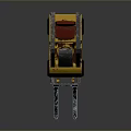 Yellow Forklift Industrial Equipment With Red Seat And Rusty Metal Frame