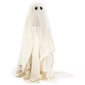 White Ghost Shaped Cloth Halloween Decorative Art Installation With Various Sizes And Simple Facial Features