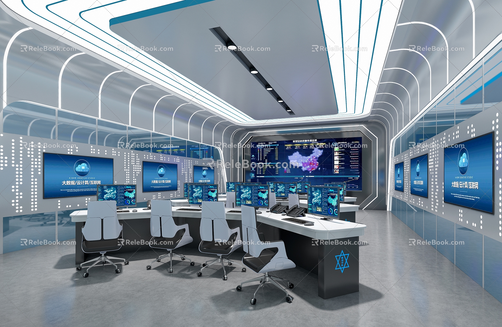 Sense of Science and Technology Command Center of Police Station Monitoring Room of Public Security Bureau 3d model