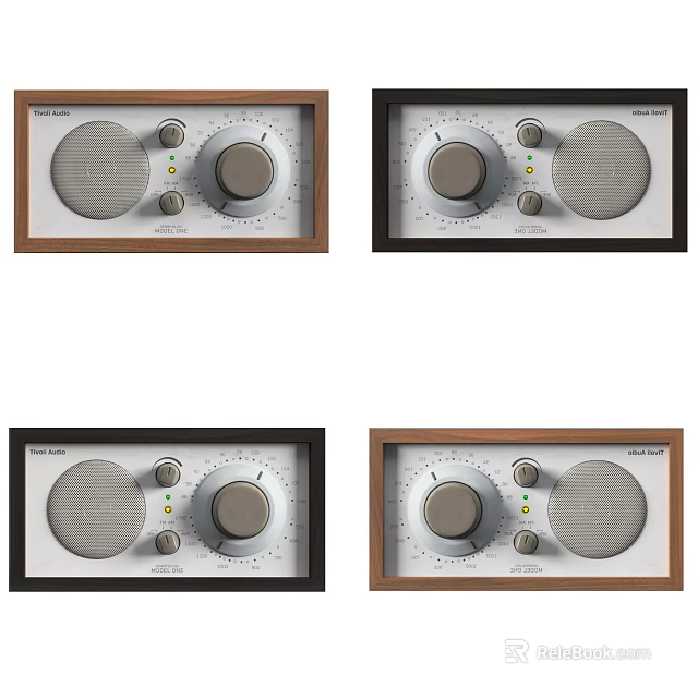 Classic Audio Speakers With Wooden And Black Frames Knobs And Speaker Grilles 3d model