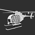 White Helicopter 3D Model with Cockpit Rotor and Landing Gear Design