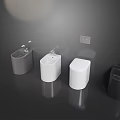 Modern Toilet and Sink Design in White and Gray on Dark Background