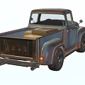 Vintage Rusty Blue Pickup Truck with Classic Design and Open Bed