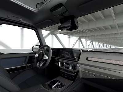 Sleek Modern Car Interior With Black Leather Seats Digital Dashboard And Steering Wheel 3d model