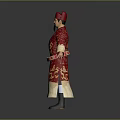 Traditional Chinese Costume Red Robe With Golden Dragon Patterns And Red Hat