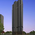 Modern High Rise Residential Building With Glass Facade And Contemporary Design Elements