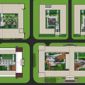 Beautiful Courtyard Garden Design With Green Plants Checkerboard Path And Seating Areas