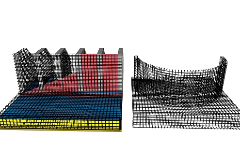 modern frame reinforced frame wall 3d model