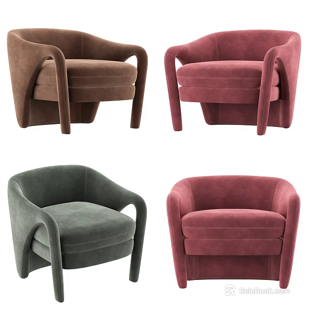 Modern Single Sofa With Various Color Options And Comfortable Armrest Design 3d model