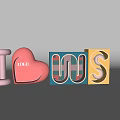3D LOGO Design With Heart Shaped Pink Blue Yellow Geometric Elements