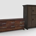 Vintage Entryway Cabinet And Console Table With Wooden Structure And Metal Handles
