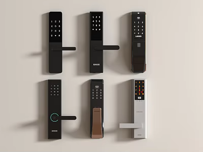 Smart Electronic Door Handles With Digital Keypad And Various Modern Designs 3d model